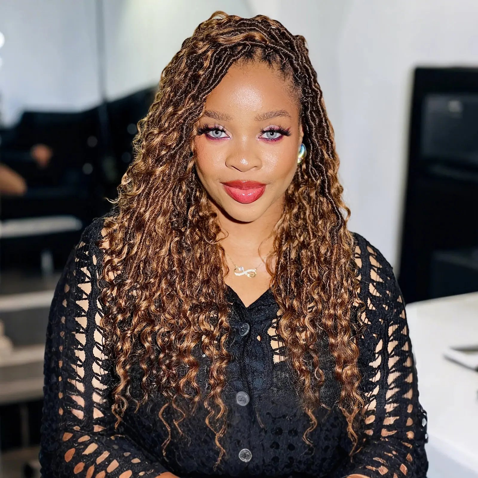 Toyotress Crochet Boho Locs Braiding Hair With Human Hair Curls Pre Looped Goddess Boho Dreadlocks Curly Full Ends Hair Extensions